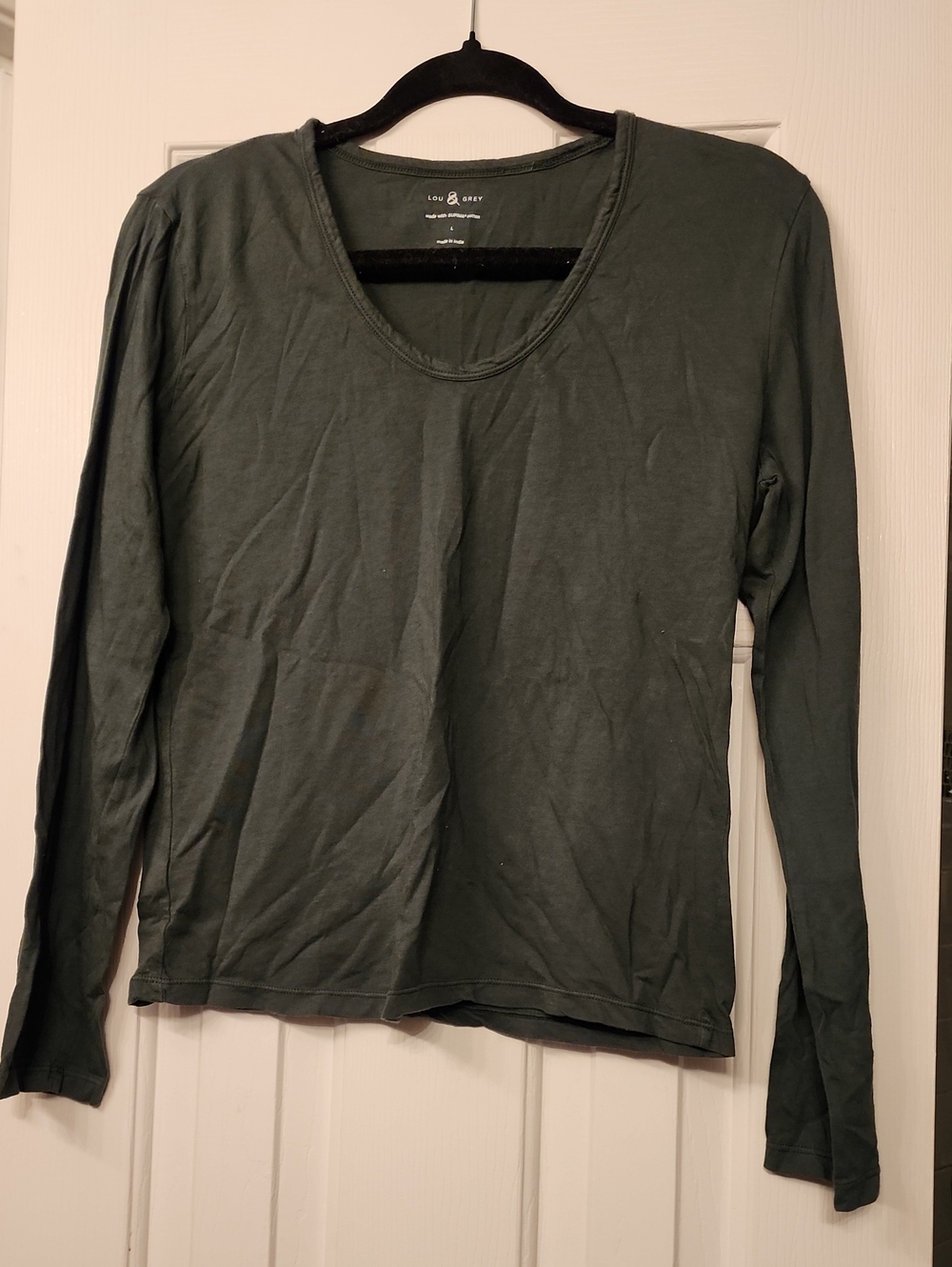Lou & Grey Long-Sleeve Scoop Neck Top - Forest Green